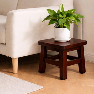 Taburete Cuadrado de Madera Maciza, Taburete Decorativo de Madera Hecho a Mano para Sala de Estar, Dormitorio, Decoración del Hogar y Muebles - Product Image 4