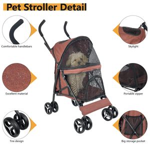 รถเข็นเด็ก4ล้อแฟชั่นสำหรับสัตว์เลี้ยง TH-PPS-532ออกแบบให้มีเบรกแบบถอดได้ผ้าอ๊อกซ์ฟอร์ดกันน้ำออกแบบให้พับได้ - Product Image 3