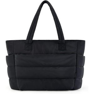 Bolsa de Mano Tipo Tote Negra Personalizable, Acolchada, de Poliéster/Algodón, Resistente al Agua, con Patrón Impreso, Gran Capacidad, Ecológica - Product Image 1