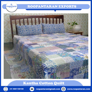 New Products Direct Manufacturer <b>Indian</b> Hand Block Printed Cotton Patchwork Queen Size Kantha <b>Quilt</b> for Sale at Cheap Price - Product Image 6
