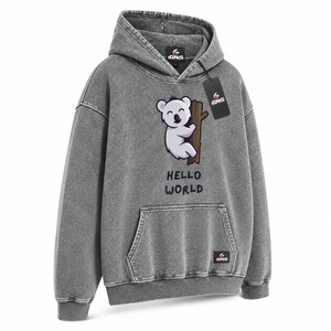 Sweat à capuche pour homme coupe classique délavé à l'acide, style vintage délavé, décontracté streetwear, avec service OEM - Product Image 2