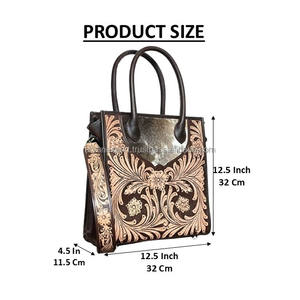 Sacs fourre-tout pour femmes en cuir à poils, motif floral western, haute qualité, avec bandoulière réglable et poignée supérieure, pour le voyage - Product Image 2