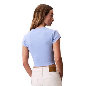 Camisetas cortas de manga corta tipo batwing hechas con tela 100% de algodón tejido, camiseta corta transpirable de algodón y poliéster para adultos y niñas. - Product Image 4