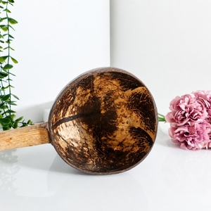Cuchara de Servir de Madera de Coco Hecha a Mano y Personalizada, Estilo Chino Tradicional, Ecológica, Utensilio para Servir Alimentos - Product Image 3