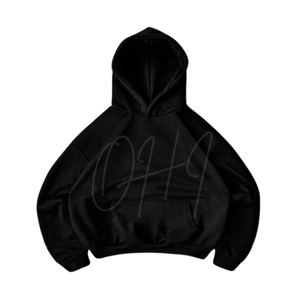 Customized Solid Black Unisex <b>Oversized</b> Hoodie <b>Jogger</b> Set Custom Logo Cotton Tracksuit Casual Streetwear Two Piece Sweat Suit - Product Image 4