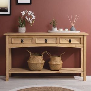 Traditional Mahogany <b>Console</b> <b>Table</b> With Storage Drawers And Lower Shelf For Entryway Living Room Furniture - Product Image 2