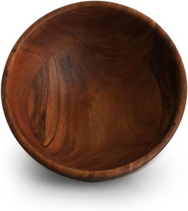Bol à salade en bois d'acacia durable, fait main, brun foncé, 1200 ml, ustensile de cuisine multi-usage, vente en gros et export. - Product Image 4