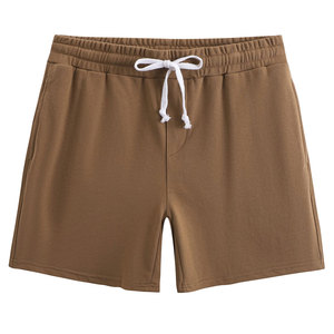 Shorts en toile classiques pour hommes, taille mi-haute, 100 % coton tricoté, couleur unie, respirant, léger et confortable pour l'exercice et les loisirs - Product Image 1