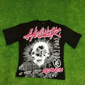 T-shirt Hell Star pour homme, streetwear oversize, haute qualité, 100% coton, t-shirt graphique unisexe, hauts décontractés, vente en gros, commande en gros, faible MOQ - Product Image 1