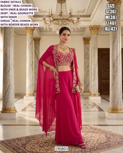 Kurta / Kurti en soie Simar lilas élégant, broderie perlée, traditionnel, séchage rapide, longueur ras du sol, pour femmes, Inde, Pakistan, mariage - Product Image 4