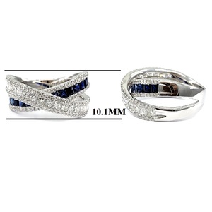 Bijoux à prix d'usine, magnifique bague de haute qualité en or massif 18k, vrai diamant, pierre de saphir bleu naturel, coupe princesse - Product Image 2