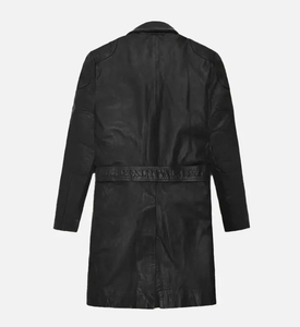 New Stock OEM Service Design Premium Quality <b>Leather</b> Long Coat with Button Nonwoven Waterproof Windproof Slim Fit Winter Coat - Product Image 3