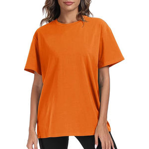 Camisetas Oversize de Streetwear para Mujer, Verano, 100% Algodón, Cuello Redondo, Camisetas Lisas de Secado Rápido y Transpirables - Product Image 1