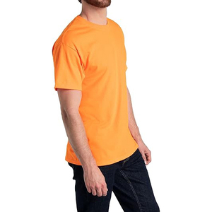 Men's Orange T-<b>Shirt</b> Short Sleeve O-Neck Regular Fit 100% Cotton Jersey Blank Casual Wear - Product Image 2
