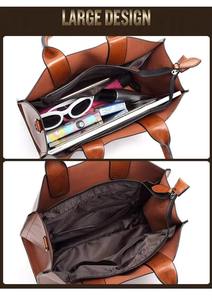 Custom Fashion Designer PU Leather Unisex Casual <b>Tote</b> Bags with Zipper Closure Waterproof Removable Strap - Product Image 6