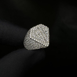 Iced Out Style Round Cut Moissanite Diamond Engagement <b>Ring</b> Hip Hop Style Anniversary Gifts 925 Sterling <b>Silver</b> Jewelry for <b>Mens</b> - Product Image 2