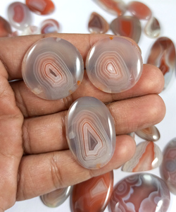 พลอยอะเกตบอตสวานาธรรมชาติทรงคาโบชองแบบหลวม จำนวนมาก สำหรับทำเครื่องประดับเงิน - Product Image 2