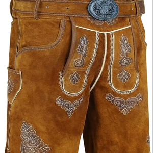 Pantalones de Cuero Personalizados para Hombre, Prendas Bávaras Trachten, Pantalones Cortos de Cuero de Alta Calidad, Cuero Genuino con Logotipo Personalizado - Product Image 1