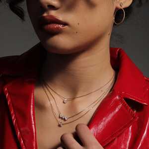 <b>Three</b> Stone Cluster <b>Pendant</b> Necklaces Round Radiant Pear Cut Lab Grown Diamond Solitaire Everyday Wear Modern 14k 18k Solid Gold - Product Image 4