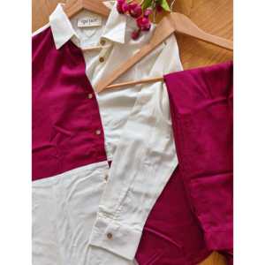 Conjunto Coordinado de Dos Tonos Crema y Carmesí para Mujer - Product Image 5