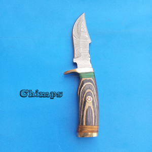 Couteaux de chasse d'extérieur bon marché, lame en acier damas, manche en bois, couteaux de camping sauvages avec gaine, support personnalisé complet - Product Image 3