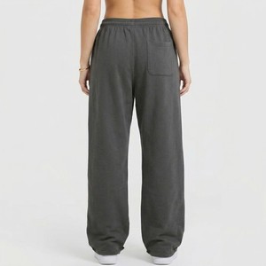 <b>Charcoal</b> Grey Relaxed Fit Wide Leg Eco-Friendly Breathable Sweatpants Soft Touch Casual Lounge Bottom Elastic Waist Drawstring - Product Image 2