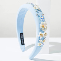Serre-tête large tendance Alice orné de strass et de perles, motif floral bijouté pour fêtes, mariages et usage quotidien