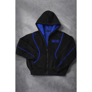 Sweat-shirts à capuche zippés pour hommes, poids lourd, avec passepoil contrastant, en molleton de coton, fabrication OEM en gros, vêtements streetwear - Product Image 6