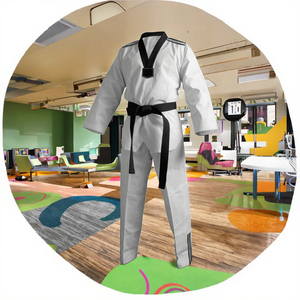 Modern Design Taekwondo Uniform with Black Red Collar for Stylish Performance - Product Image 2