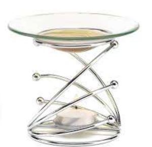 Diffuseur d'arômes de luxe en verre avec support métallique, chauffe-huile rond décoratif, accessoire de table, couleur unie, fabriqué en Chine - Product Image 2