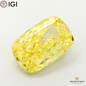 VVS2 Clarity Fancy Vivid Yellow Color IGI & for Certified CVD Lab Grown Diamond <b>Cushion</b> Shape 4.02 Carat Luxury Wedding Ring - Product Image 1