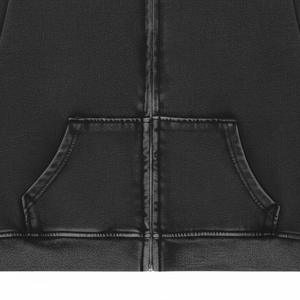 Hoodie gaufré personnalisé à imprimé dégradé pour homme, coupe oversize décontractée, logo frontal, bleu, en coton tricoté, écologique, délavé à l'acide - Product Image 4