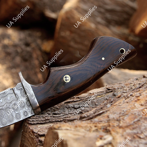 มีดล่าสัตว์คุณภาพสูง ขายดีที่สุด ทำจากเหล็กดามัสกัส ใบมีดแบบดรอปพอยต์ ด้ามไม้แอฟริกันสีเข้ม เกรดอุตสาหกรรม - Product Image 5