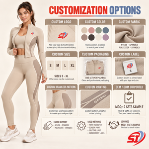 Women Charcoal Print Front Logo Contrast Yoga Set Full Zip Training <b>Top</b> <b>and</b> Compression High Waist <b>Leggings</b> - Product Image 6