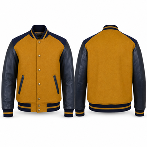 Plus Size College Varsity Bomber Mens Wool Body Leather Sleeves Chenille <b>Patches</b> Custom Streetwear Jacket Wholesale Supplier - Product Image 6