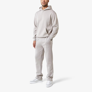 Trajes Deportivos de Invierno Personalizados para Hombre, Transpirables, de Algodón y Forro Polar, Pantalones Deportivos de Pierna Ancha, Sudadera con Capucha, Suéteres Gruesos de Color Sólido - Product Image 1