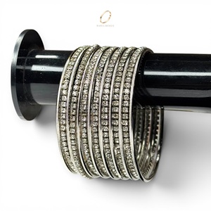 New Arrival Silver Plated Elegant <b>Crystal</b> Bangles Set for Women Premium Indian Wedding Fashion Jewelry Wholesale Price - Product Image 1