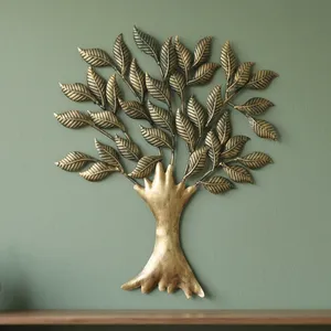 Decoración de Pared de Metal Dorado de Lujo, Escultura de Pared de Hojas Hecha a Mano para Sala de Estar, Dormitorio, Pasillo y Oficina - Product Image 5