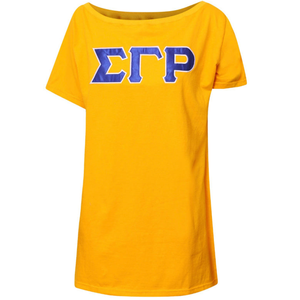 Camiseta Personalizada SGRHO con Hombros Descubiertos, Camiseta Casual de Manga Corta para Mujeres de la Hermandad Griega Sigma Gamma Rho, Logotipo Personalizado al por Mayor - Product Image 3