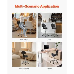 Sgabello Ergonomico con Capacità di Carico 450 LBS, Supporto per Schiena, Ruote, Altezza Regolabile, Pelle PU Ispessita per Arredamento da Salone - Product Image 6