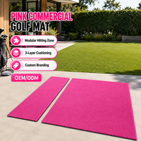 Tapis de golf modulaire en nylon rose 5x5FT avec coussin EVA pour simulateur de golf intérieur