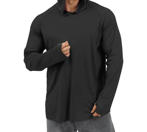 Sudadera con Capucha Negra al por Mayor para Hombre, Casual, Manga Larga, Forro Polar, 300g, Tejido de Poliéster y Algodón, Transpirable, Teñido Liso, Ropa de Otoño - Product Image 3
