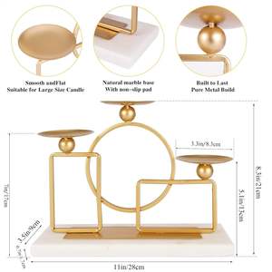 Porte-bougies de luxe dorés pour bougies piliers – Support décoratif élégant en métal pour la maison et les mariages - Product Image 5