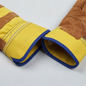 Gants de sécurité en cuir de vachette pleine fleur résistants aux chocs avec dos en tissu de coton, manchette caoutchoutée industrielle et doublure en polaire - Product Image 6
