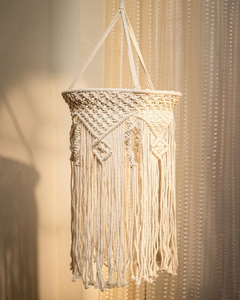 Handmade Cotton Macrame <b>Large</b> Cylindrical Chandelier with Iron Metal Frame Boho Hanging Decor for Home Bulk Supply Hanging Lamp - Product Image 1