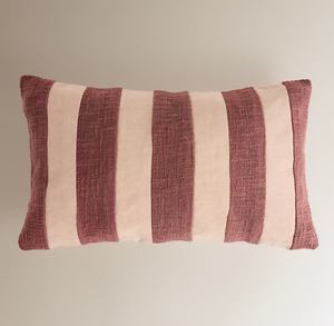 Fundas de Almohada Decorativas de Algodón a Rayas Color Rosa Personalizadas con Flecos para Sofá, Cama, Decoración Rústica, Fundas Cuadradas para Cojines - Product Image 1