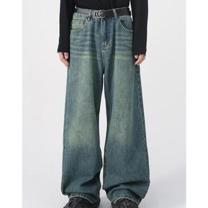 Salopette en jean vintage de haute qualité, ample, respirante, écologique, délavée clair, unie, mi-lourde, style printemps - Product Image 6