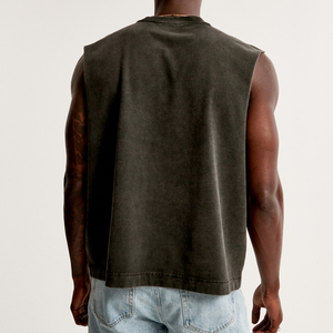 2026 Custom <b>Men</b> Gym Muscle Clothing Sleeveless <b>Cropped</b> Tee Man Heavyweight Sleeveless T-shirt - Product Image 4