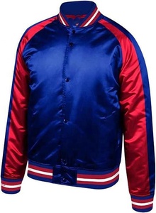 Nouvelle veste bomber en satin de soie épaisse imperméable et écologique de haute qualité pour homme, en bleu marine et rouge, streetwear d'hiver - Product Image 5