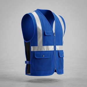 Custom Safety Waistcoats Work Royal Blue High Visibility Hi Vis Mesh <b>Flame</b> Retardant Reflective Hi Vis Vest - Product Image 4